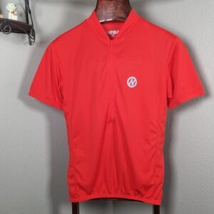 NashBar Red Bike Cycling Jersey Top Women's Size M Half Zip Short Sleeve Pockets